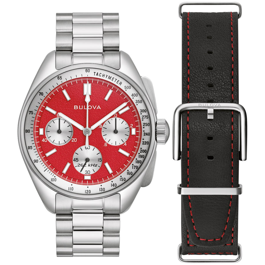 Bulova Lunar Pilot 96K115 Red quartz stainless steel watch