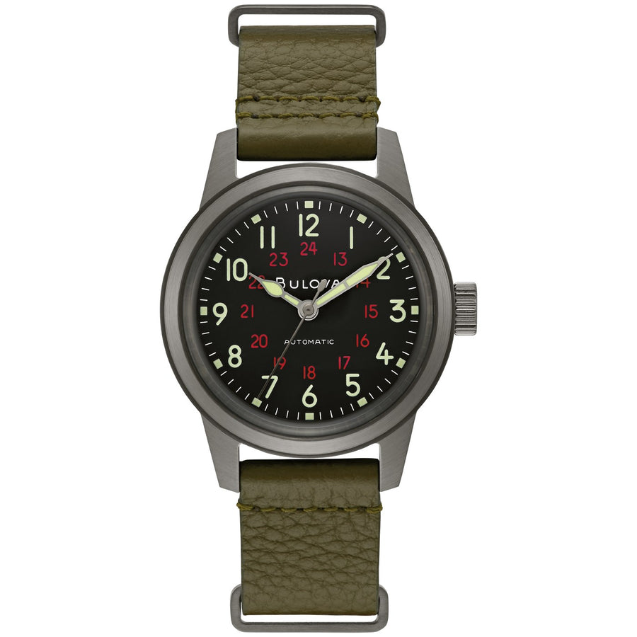 Bulova Hack Watch 98A255 automatic leather watch