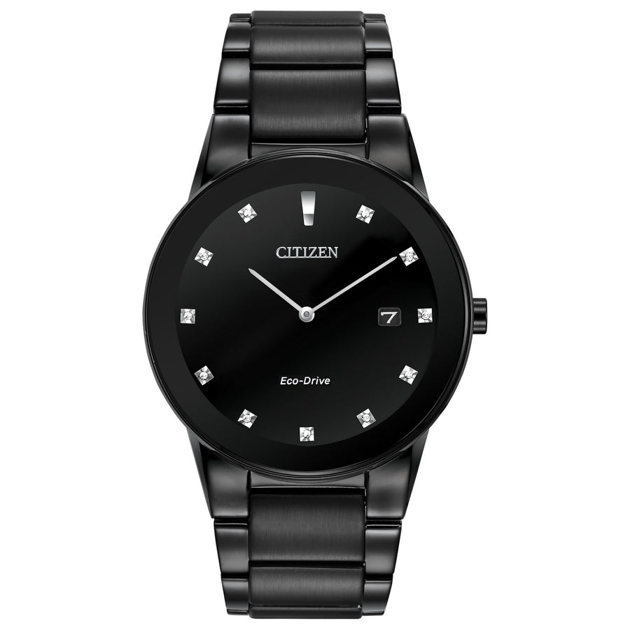 Citizen Axiom AU1065-58G Black eco-drive leather watch