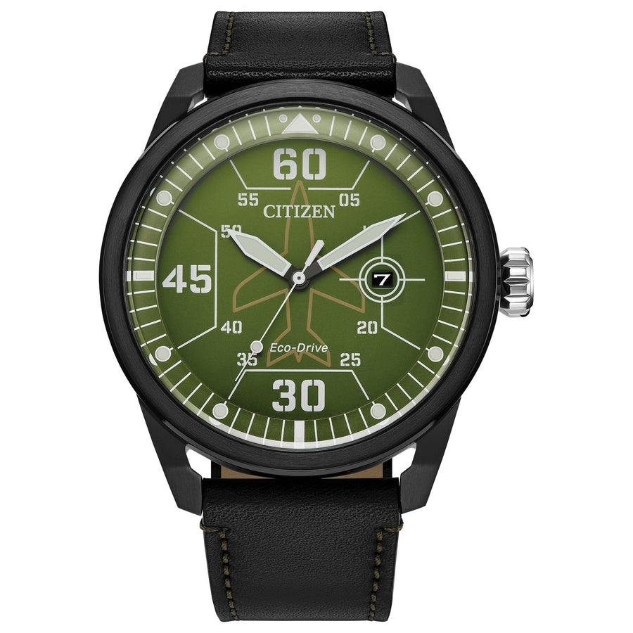 Citizen Avion AW1735-03X eco-drive leather watch