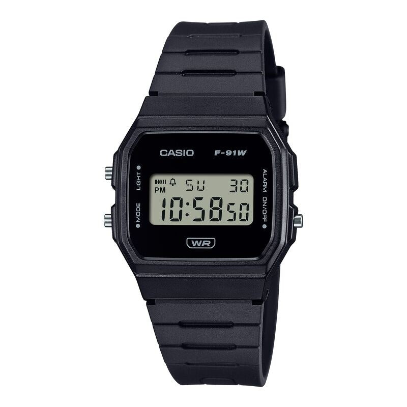 Casio Vintage F91WB-1A Black quartz resin watch