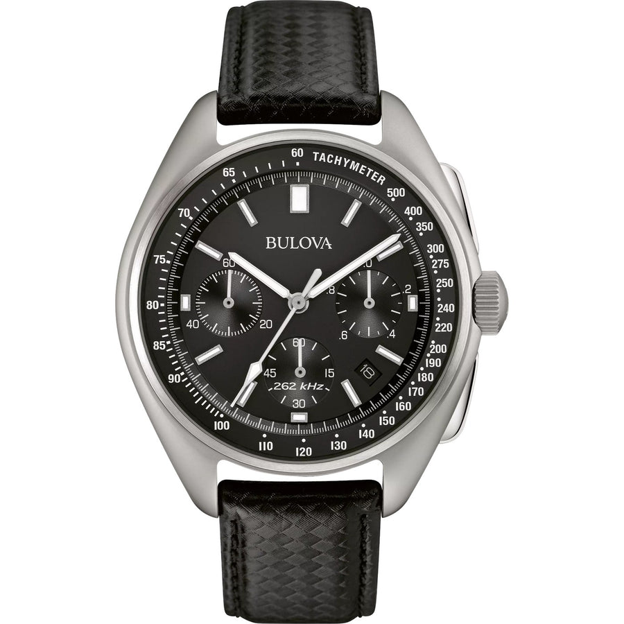 Bulova Lunar Pilot 96B251 Black quartz leather watch