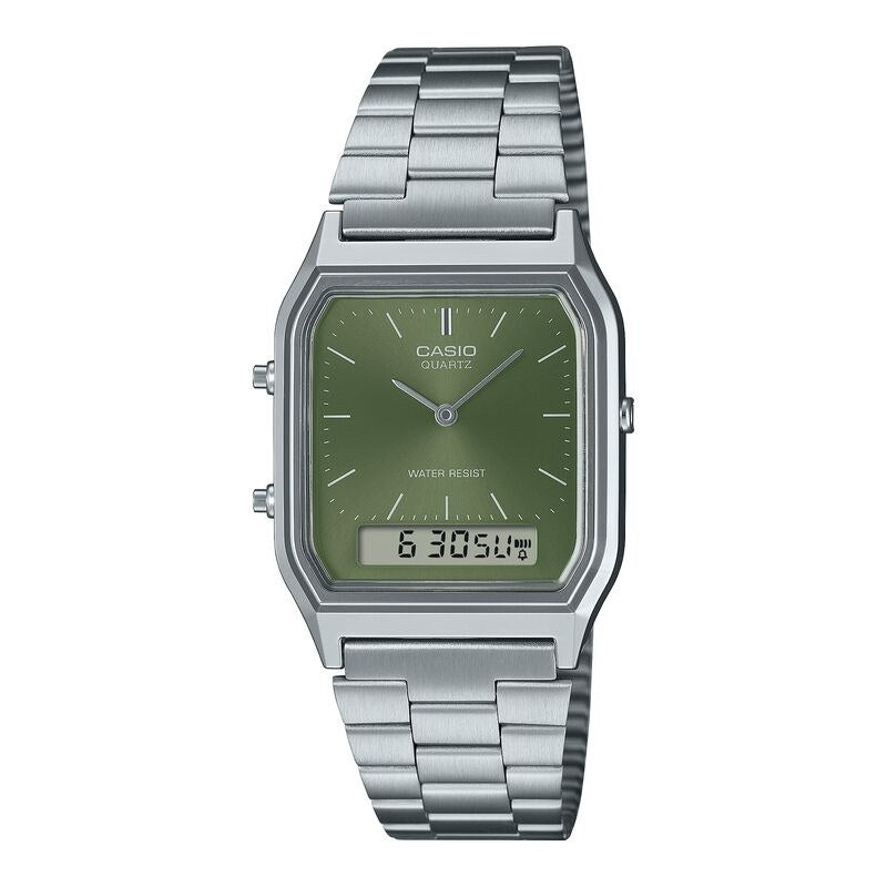 Casio Classic AQ230A-3A Green quartz stainless steel watch