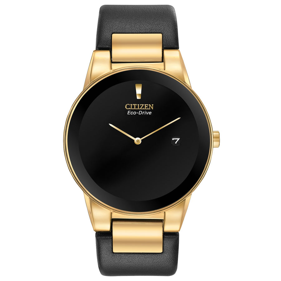 Citizen Axiom AU1062-05E Black eco-drive leather watch
