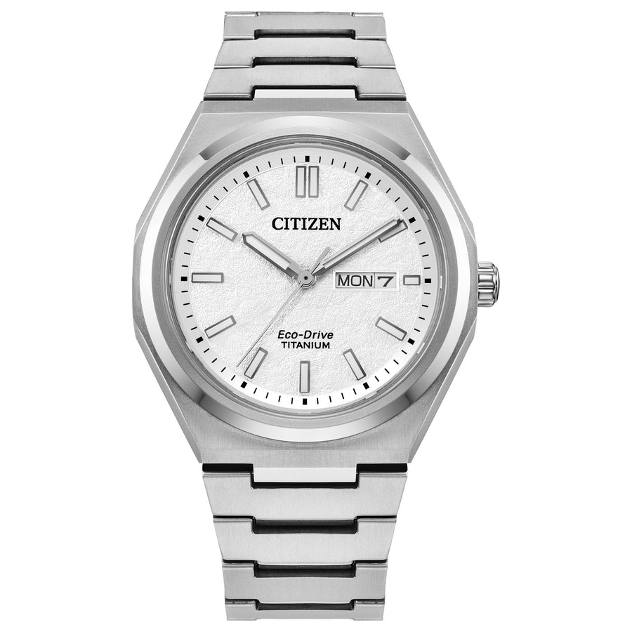 Citizen Zenshin Three-hand AW0130-85A White eco-drive super titanium watch