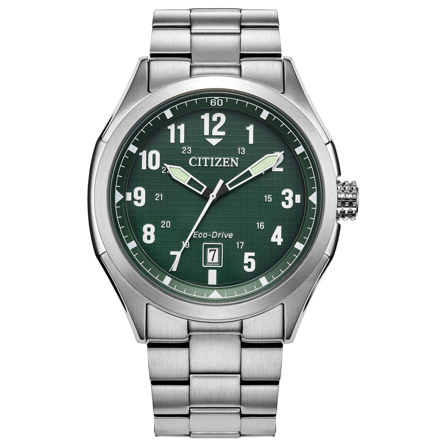 Citizen Terra Force AW1890-51X Green eco-drive leather watch