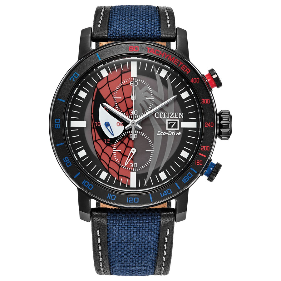 Citizen Spider-Man Double Vision CA0855-47W eco-drive nylon &amp; leather watch