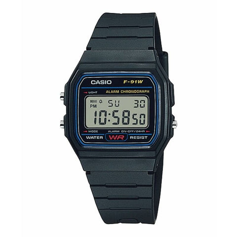 Casio Vintage F91W-1 Black quartz resin watch