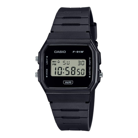 Casio Vintage F91WB-1A Black quartz resin watch