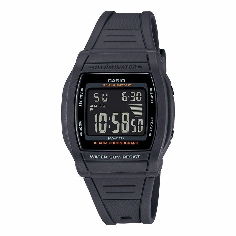 Casio Classic W201-1BV Black quartz resin watch